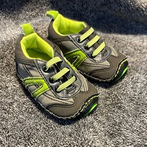 Rising Star Black and Neon Green Kids Sneakers